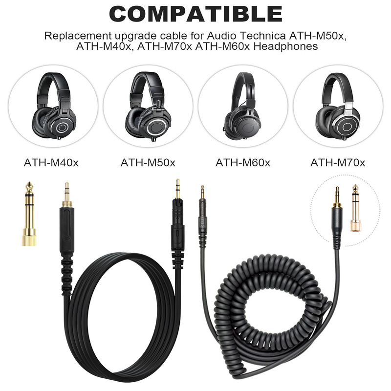Zamienny, zwinięty kabel audio – Audio Technica Headphone Ath-M50X recenzja i cena